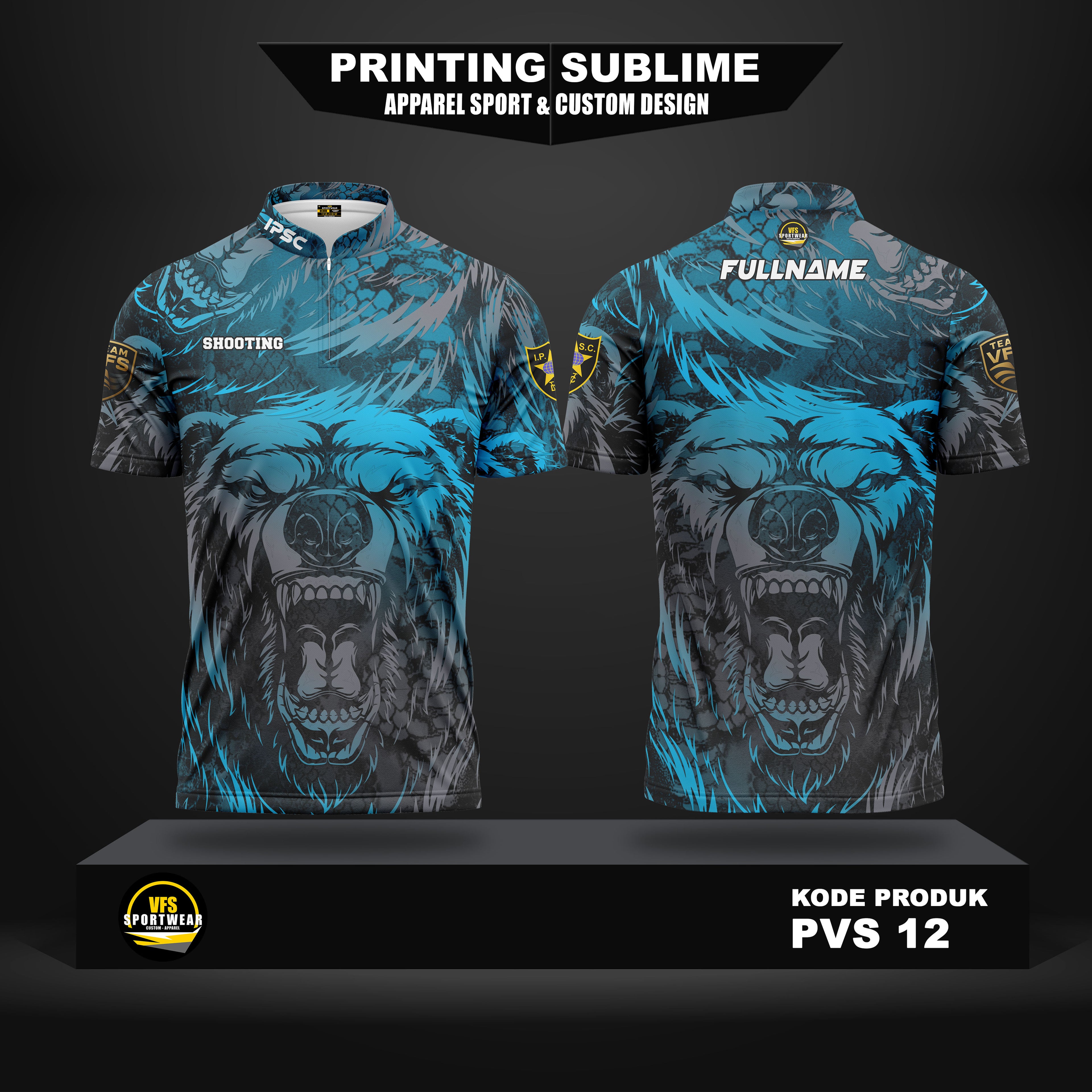 IPSC SHOOTER BLUE ABSTRACT BEAR ART